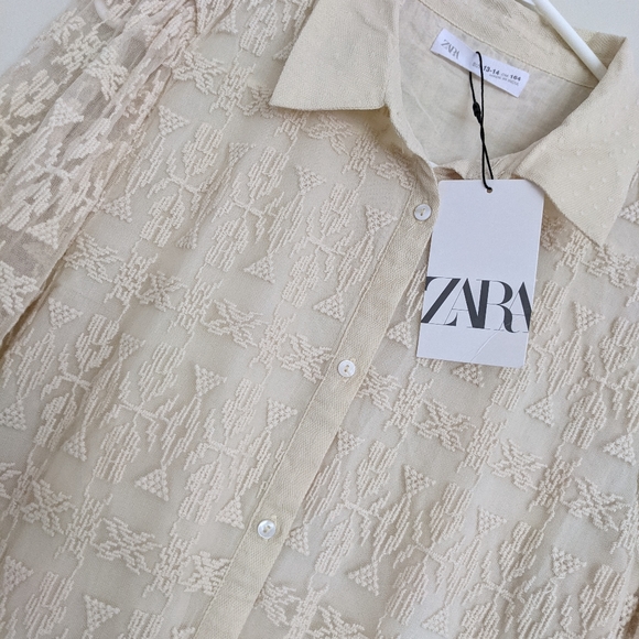 ZARA KIDS EMBROIDERED TULLE SHIRT DRESS - Picture 2 of 7